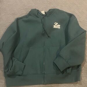 PINK Victoria's Secret Teal Zip-Up Aspen Hoodie NWT